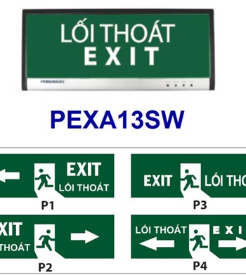 Đèn exit PEXA13SW loại 1 mặt không chỉ hướng