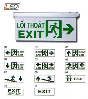 Đèn exit KENTOM 1 mặt lắp chung cư